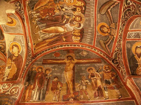 En van de mooiste fresco's in het openluchtmuseum van Grome.
