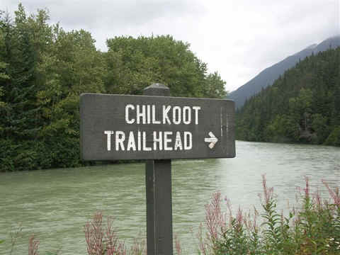 Het beginpunt van de Chilkoot Trail.