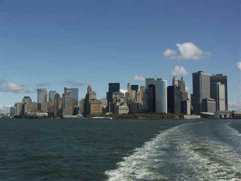Manhattan vanaf de ferry naar Staten Island